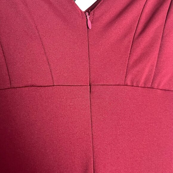 Amazon Women's L Ruffled Cap Sleeve Maxi Dress Maroon Red Maxi‎ Eveningwear - Picture 4 of 7